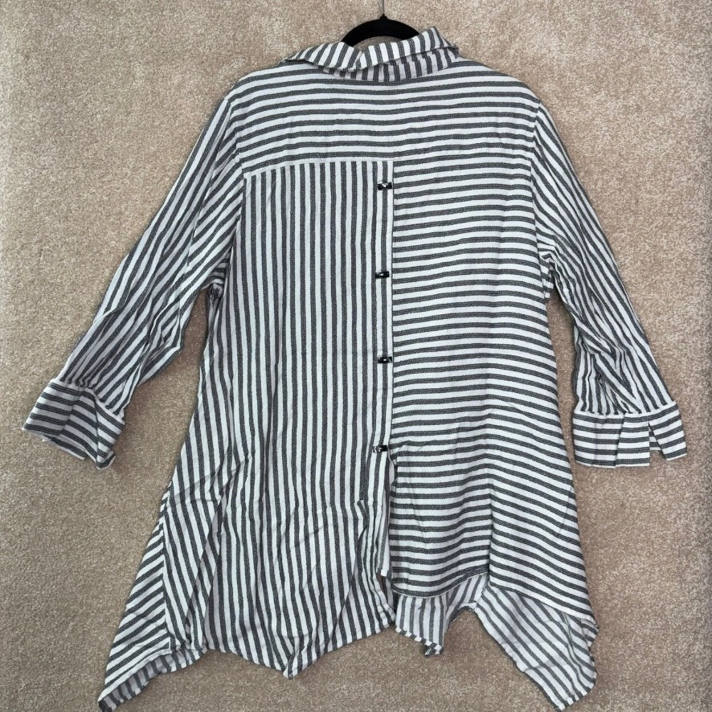 SOFT SURROUNDINGS Striped Tunic Top Women's Plus Size 1X Lagenlook Cotton Blend - Picture 7 of 8
